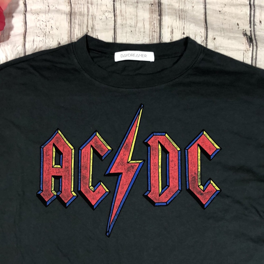 Daydreamer AC/DC Graphic Crop Band Long Sleeve Top - Picture 4 of 12